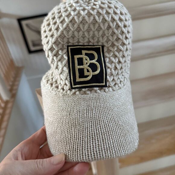 Reale Knit Embroidered Baseball Hat in Creamy Tan NWOT main image 4